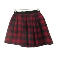 Topshop Size 4 Petite Dark Red And Black Tartan Patterned Mini Skirt