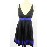 Topshop \'Party Wear\' Size 10 Featuring Unbranded Ink Black Satin Textiles And Royal Blue Contrasting Straps