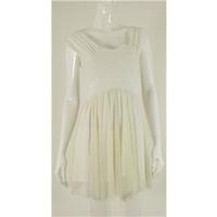 Topshop Size 10 White Ruched Bodice Sleeveless Mini Dress