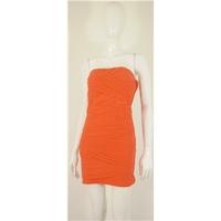 Topshop Size 10 Orange Crush Bandeau Drape Bodycon Dress in Hot Coral