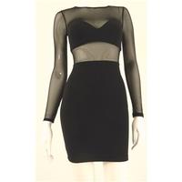 Topshop Black Mesh Bodycon Dress - Size 8