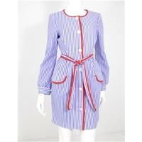 tofu size 12 blue and white striped button down dress