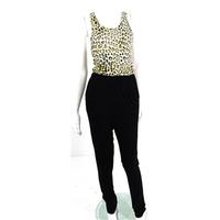 Topshop Size 8 Yellow Leopard Print and Black Jumpsuit with Back Detail