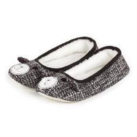 totes Ladies Novelty Ballet Slippers Tweed Bear Large (UK 7-8)