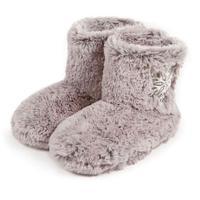 totes Ladies Fur Bootie With Snowflake Design Slippers Grey Small (UK 3-4)