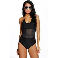 Town Mesh Insert Swimsuit - black