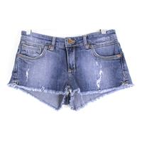 Topshop MOTO Size 10 Light Blue Denim Hotpant Shorts