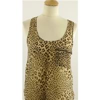 topshop brown leopard print vest with front pocket size 8