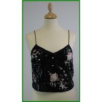 Topshop - Size: 10 - Black sequined party wear top