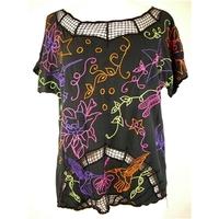 top shop size 10 black embroidered patterned short sleeved top