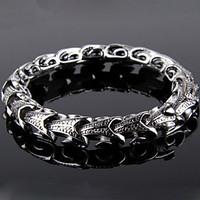 Toonykelly Fashion 22CM Men\'s Stainless Steel Silver Dragon Bracelet(Silver)(1PC) Christmas Gifts