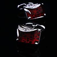Toonykelly Fashion Silver Plated Square Crystal Rhinestone Handsome Shirt Cufflink(1 Pair)
