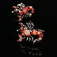 Toonykelly Fashion Scorpion Men\'s Red Rhinestone CZ Crystal Cufflink Button(1 Pair) Christmas Gifts