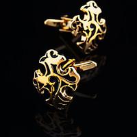 Toonykelly Fashion Gold and Silver Plated Black Enamel Handsome Shirt Cufflink(1 Pair) Christmas Gifts