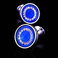 Toonykelly Fashion Silver Plated Round CZ Zircon Crystal Men Handsome Shirt Cufflink Button(1 Pair)