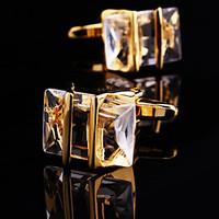 Toonykelly Fashion Copper Gold Plated Transparent Glass Button Cufflinks(1 Pair) Christmas Gifts