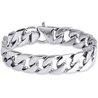 Toonykelly Fashion 22CM Men\'s Stainless Steel Silver Bracelet(Silver)(1PC)