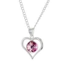 Topaz Silver Pink CZ Heart Pendant P-1404