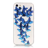 TPU Material IMD Technology Blue Butterfly Pattern Painted Relief Phone Case for iPhone 6s Plus / 6 Plus/SE / 5s / 5