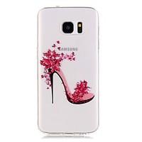 TPU High Purity Translucent Openwork High-heeled Shoes Pattern Soft Phone Case for Galaxy S5/S6/S6 Edge/S7/S7 Edge