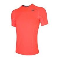 tribesports mens short sleeve running top fire red x large