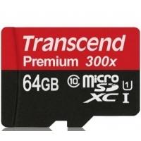 Transcend Premium Micro SDXC Class 10 UHSI 300x with Adapter 64GB