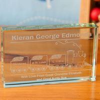 train christening glass block