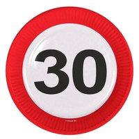 Traffic Sign 30th Party Plates 23cm 8\'s