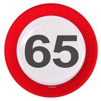 Traffic Sign 65th Party Plates 23cm 8\'s