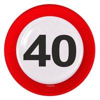 Traffic Sign 40th Party Plates 23cm 8\'s