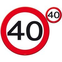 Traffic Sign 40th Party Place Mat & Coa