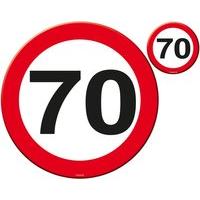 Traffic Sign 70th Party Place Mat & Coa