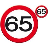 Traffic Sign 65th Party Place Mat & Coa