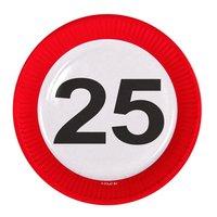Traffic Sign 25th Party Plates 23cm 8\'s