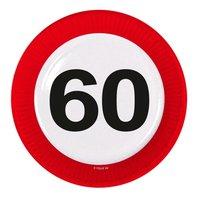 Traffic Sign 60th Party Plates 23cm 8\'s