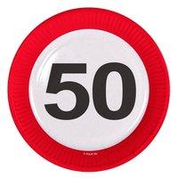 traffic sign 50th party plates 23cm 8s