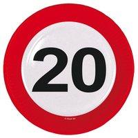 Traffic Sign 20th Party Plates 23cm 8\'s