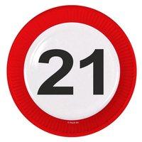 Traffic Sign 21st Party Plates 23cm 8\'s