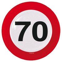 Traffic Sign 70th Party Plates 23cm 8\'s