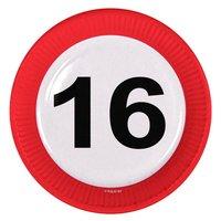 Traffic Sign 16th Party Plates 23cm 8\'s