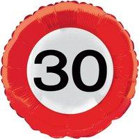 Traffic Sign 30th Foil Balloon Packet
