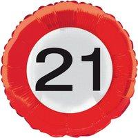 Traffic Sign 21st Foil Balloon Packet