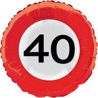 Traffic Sign 40th Foil Balloon Packet