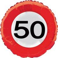 Traffic Sign 50th Foil Balloon Packet