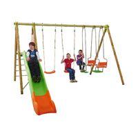 Trigano Techwood Metal and Wooden Swing Set with Slide