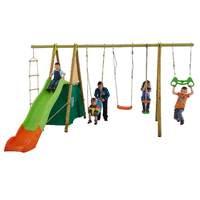 Trigano Techwood Metal and Wooden Swing Set with Baby Seat