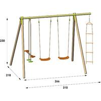trigano techwood metal swing set with two air blow seats and rope ladd ...