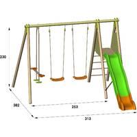 Trigano Techwood Metal swing Set with Platform and Slide