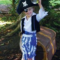 Travis Designs Peg Leg Pirate Dress black and white and blue 3 - 5 years