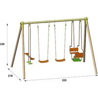trigano techwood metal swing set with two air blow seats